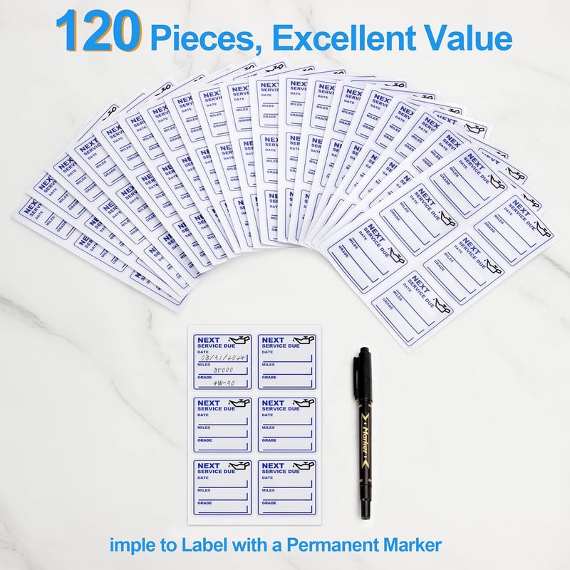 GUEER for Oil Change Sticker Static Cling, Clear Stickers 120 Pcs 2”x 2” Next Service Due Sticker for Windshield, Easy to Peel with No Residue for Car Auto Vehicle Window (Blue) - Image 3